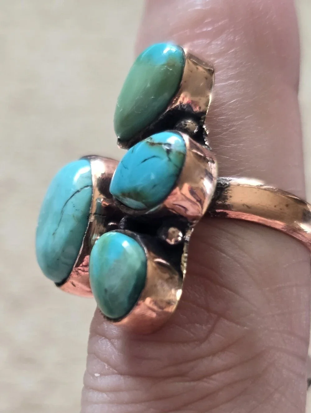 Mojave Turquoise Open Ring In Copper, Southwestern